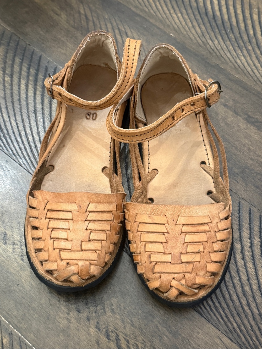 Girls Mikoleon Light Brown Tan Leather Chitos Huaraches Sandals Shoes 30 12/1.5